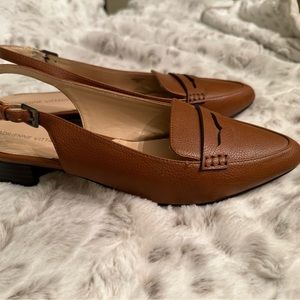 Adrienne Vittadini camel colored sling-back flat